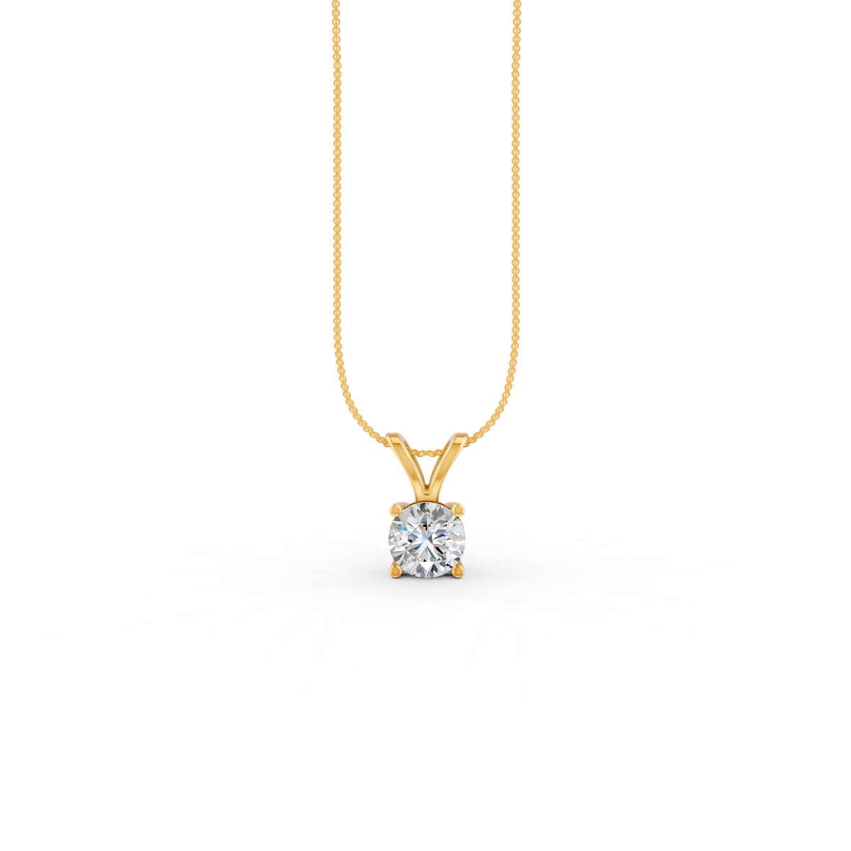 Round Cut Moissanite Solitaire Pendant 14K Yellow Gold Plated