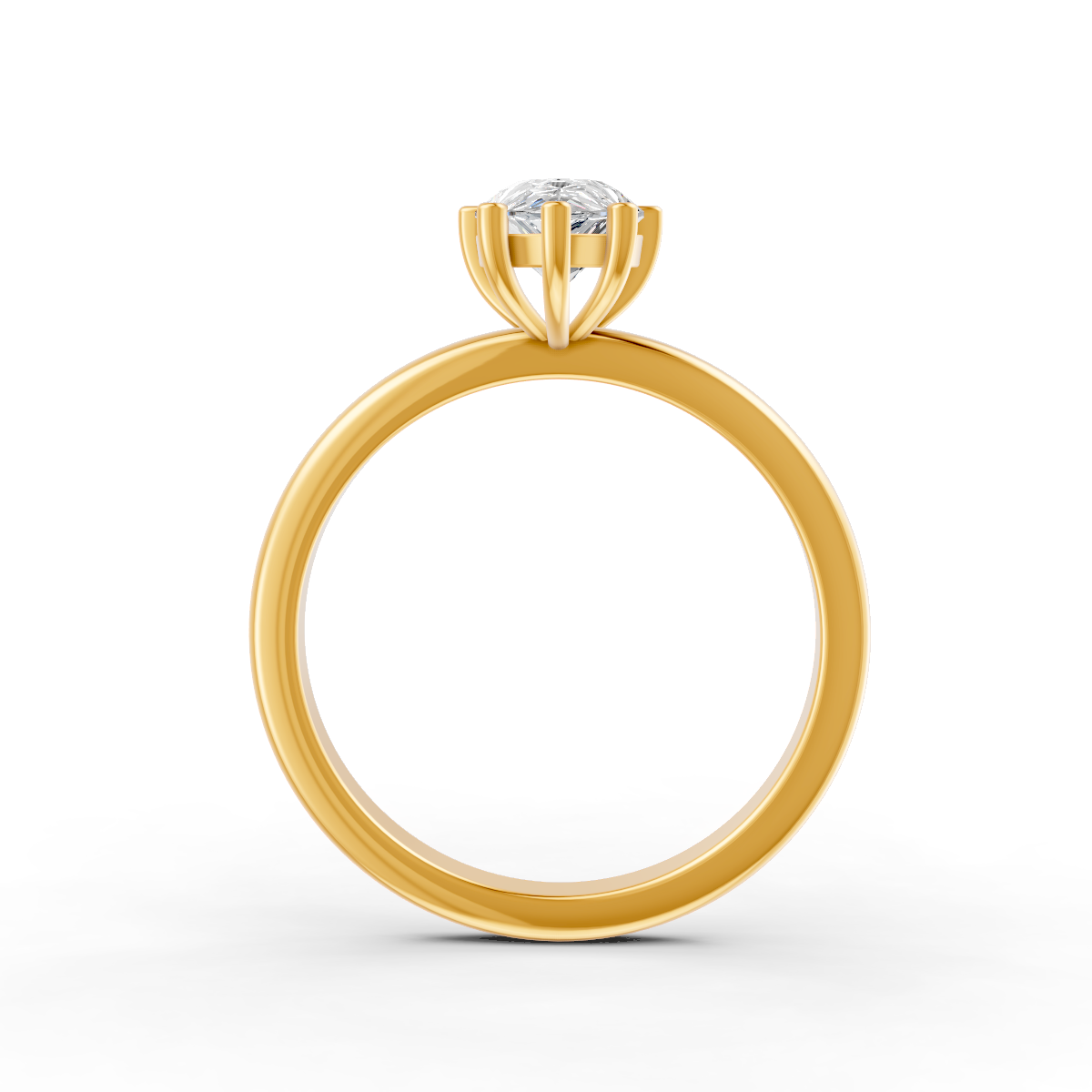 1-5 Ct Pear Cut Real Moissanite 5 Prong Solitaire Ring 14K Yellow Gold Plated