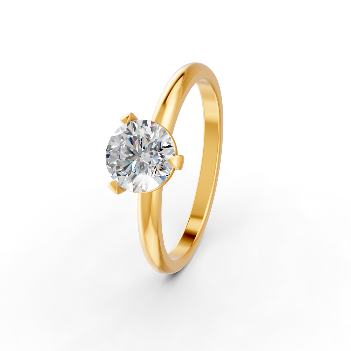 1-5 Ct Round Cut Real Moissanite 3 Prong Solitaire Ring 14K Yellow Gold Plated