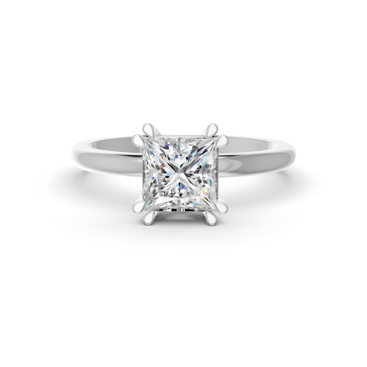 1-5 Ct Princess Cut Real Moissanite Double 4 Prong Solitaire Ring 14K Yellow Gold Plated
