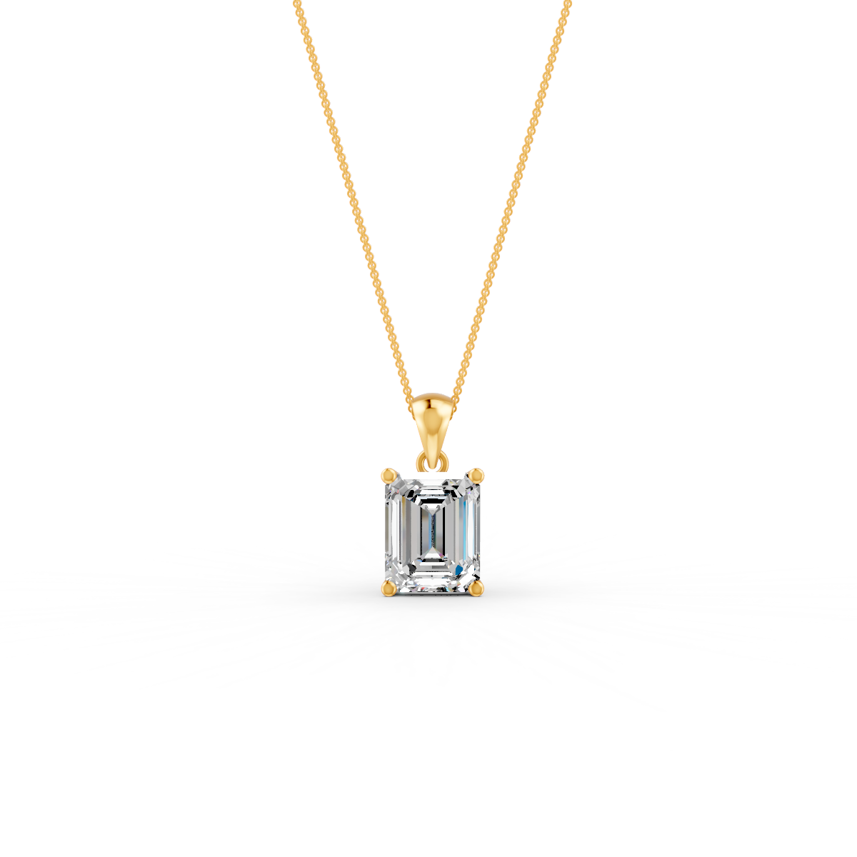Emerald Cut Moissanite Solitaire Pendant 14K Gold Plated
