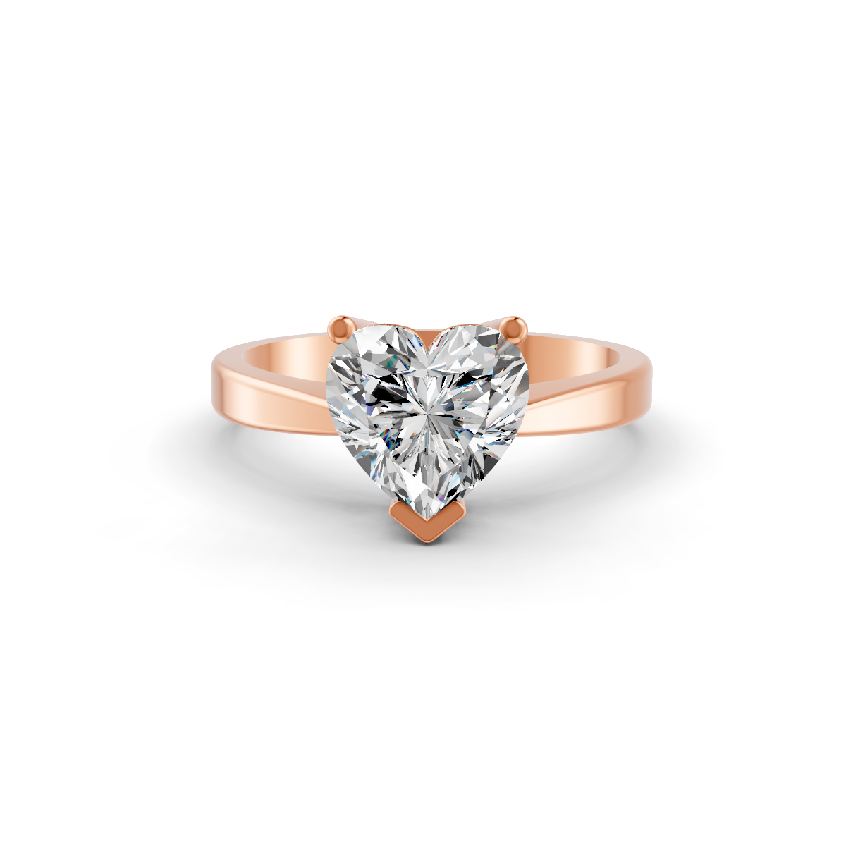 1-5 Ct Heart Cut Real Moissanite V Prong Solitaire Ring 14K Gold Plated