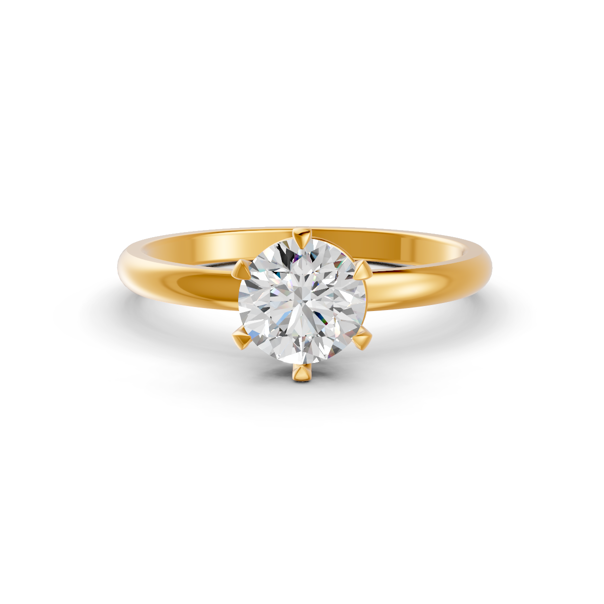 1-5 Ct Round Cut Moissanite Solitaire Engagement Ring 14K Yellow Gold Plated