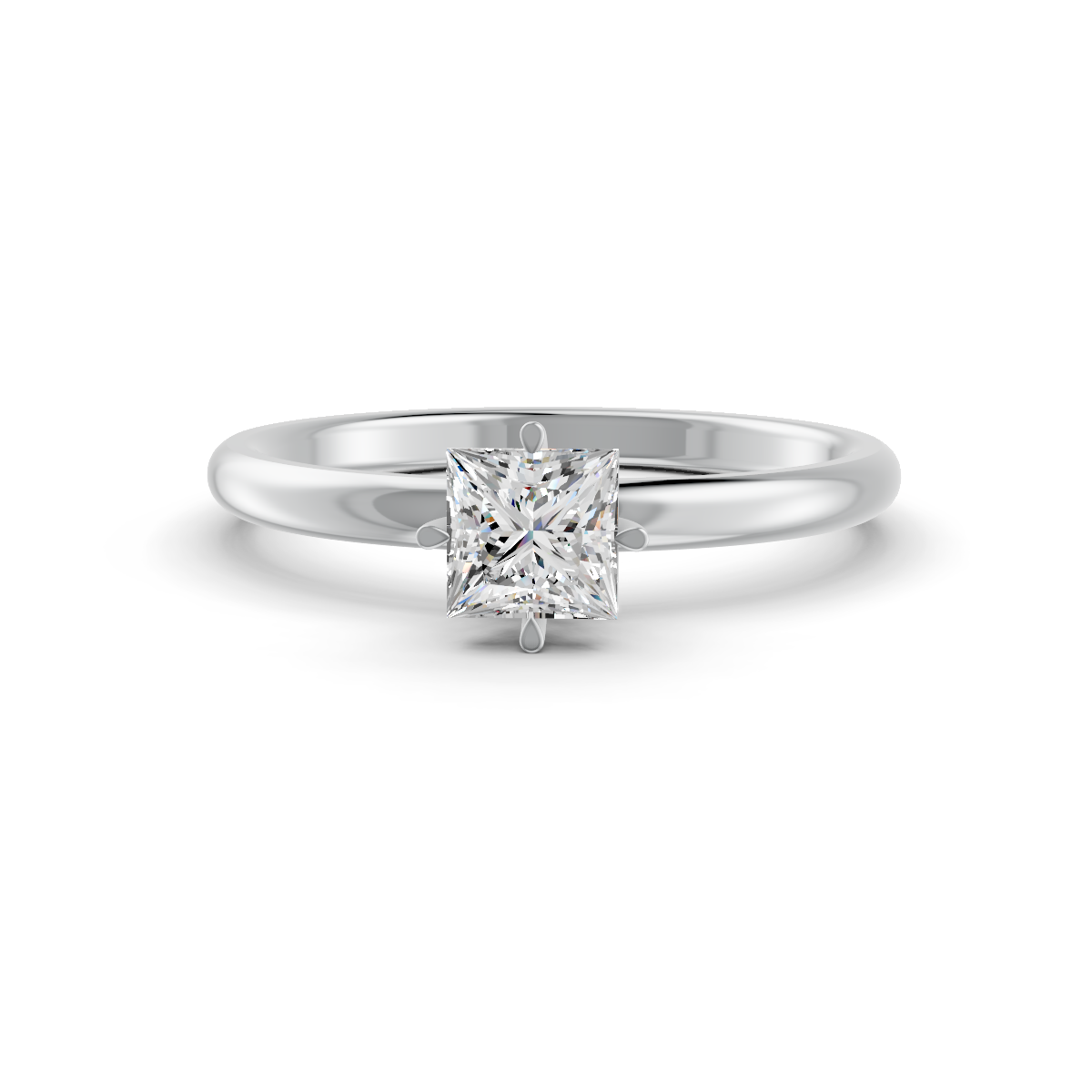 1-5 Ct Princess Cut Real Moissanite Claw Prong Solitaire Ring 14K Yellow Gold Plated