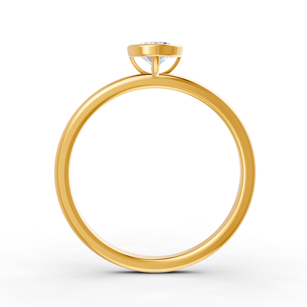 1-5 Ct Oval Cut Real Moissanite Bezel Set Solitaire Ring 14K Yellow Gold Plated