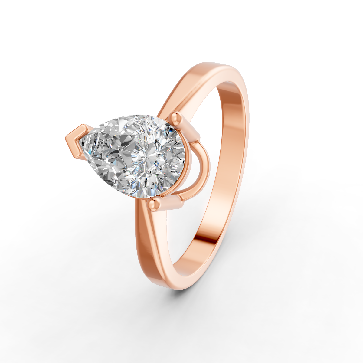 1-5 Ct Pear Cut Real Moissanite 3 Prong Solitaire Ring 14K Yellow Gold Plated