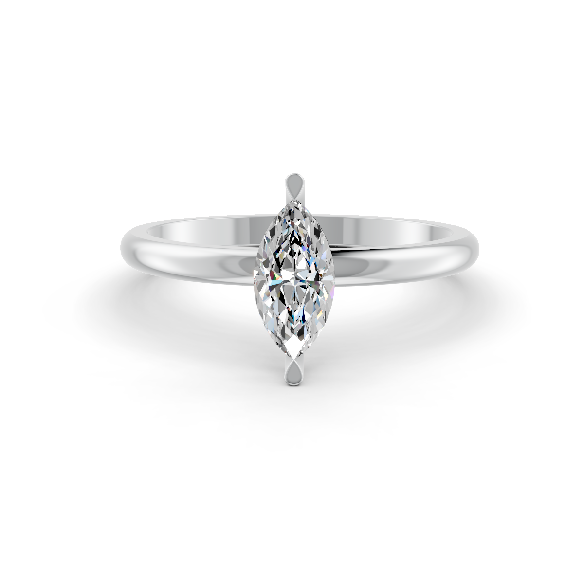 1-5 Ct Marquise Cut Real Moissanite 2 Prong Solitaire Ring 14K Yellow Gold Plated