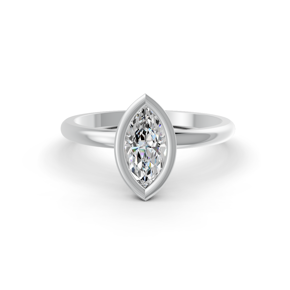 1-5 Ct Marquise Cut Real Moissanite Bezel Set Solitaire Ring 14K Yellow Gold Plated