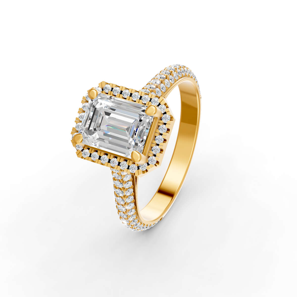 2.34 Ct Radiant Cut Certified Moissanite Engagement Ring 14K Yellow Gold Plated