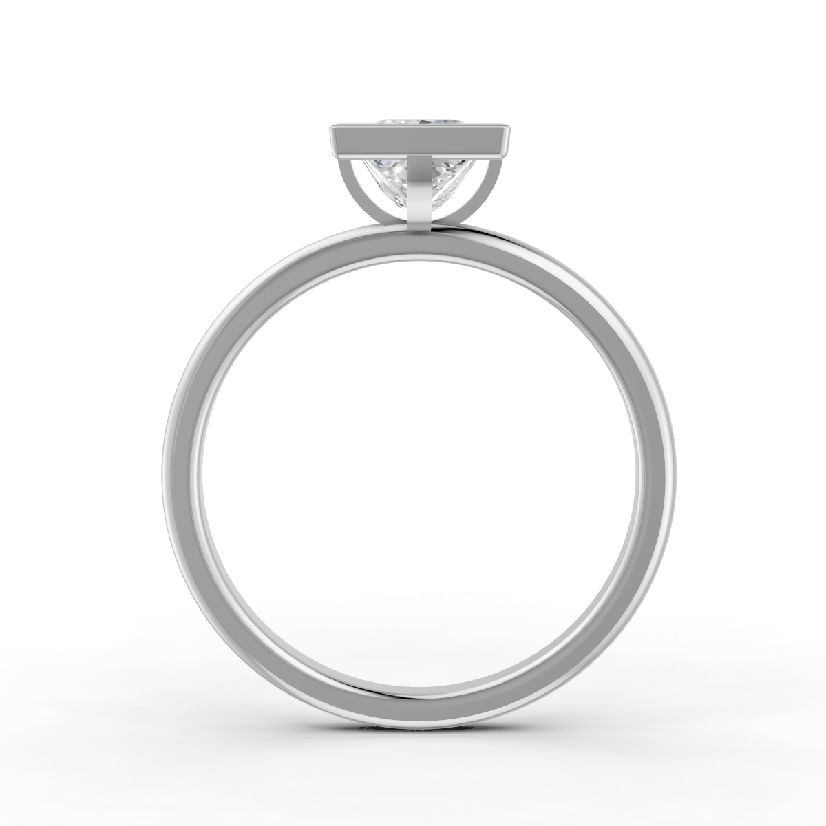 1-5 Ct Princess Cut Real Moissanite Bezel Set Solitaire Ring 14K Yellow Gold Plated