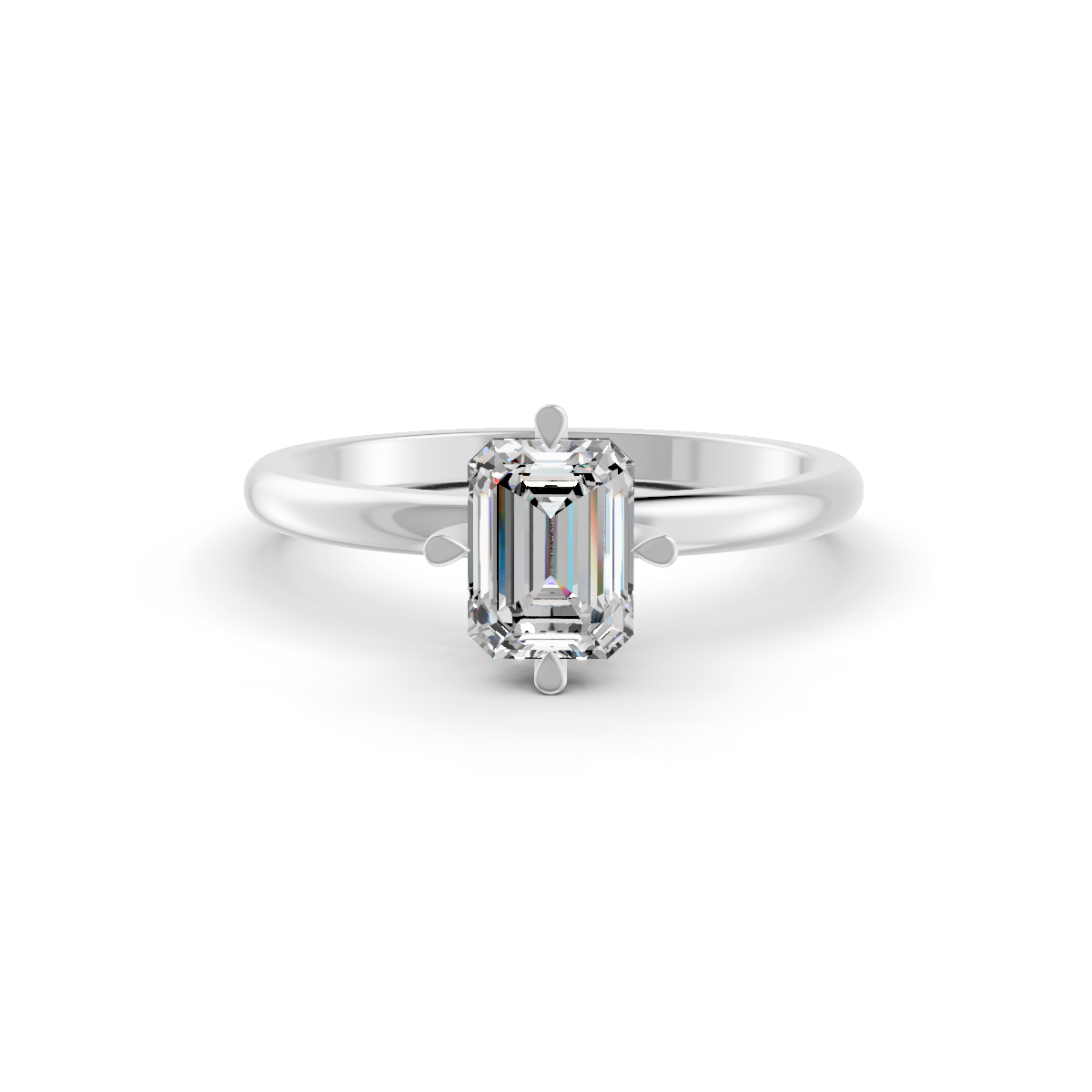1-5 Ct Emerald Cut Real Moissanite 4 Prong Solitaire Ring 14K Yellow Gold Plated
