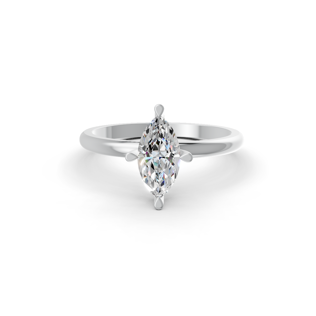 1-5 Ct Marquise Cut Real Moissanite 4 Prong Solitaire Ring 14K Yellow Gold Plated