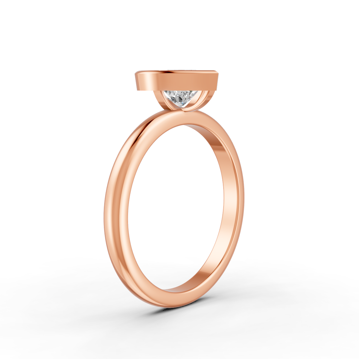 1-5 Ct Heart Cut Real Moissanite Bezel Set Solitaire Ring 14K Yellow Gold Plated