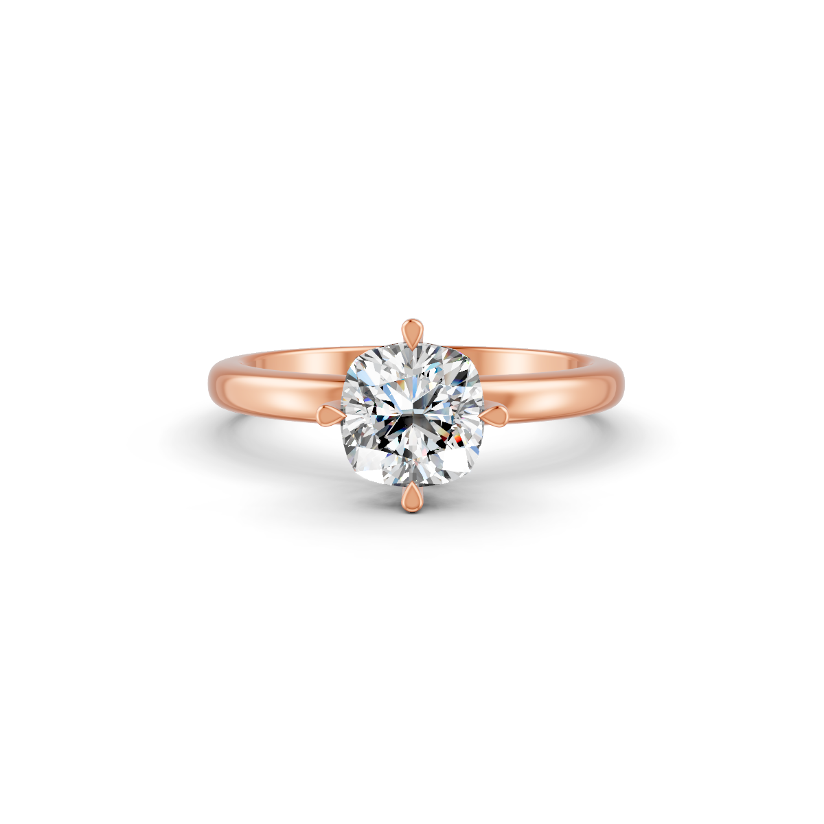 1-5 Ct Cushion Cut Real Moissanite Clow Prong Solitaire Ring 14K Yellow Gold Plated