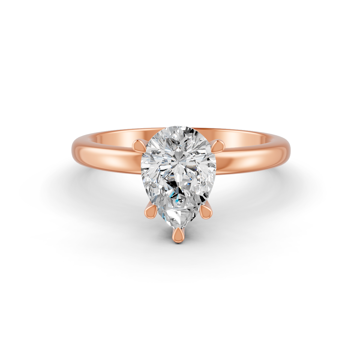 1-5 Ct Pear Cut Real Moissanite 5 Prong Solitaire Ring 14K Yellow Gold Plated