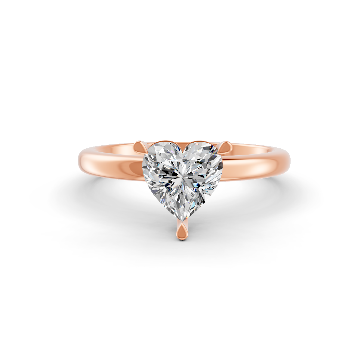 1-5 Ct Heart Cut Real Moissanite 3 Prong Solitaire Ring 14K Yellow Gold Plated