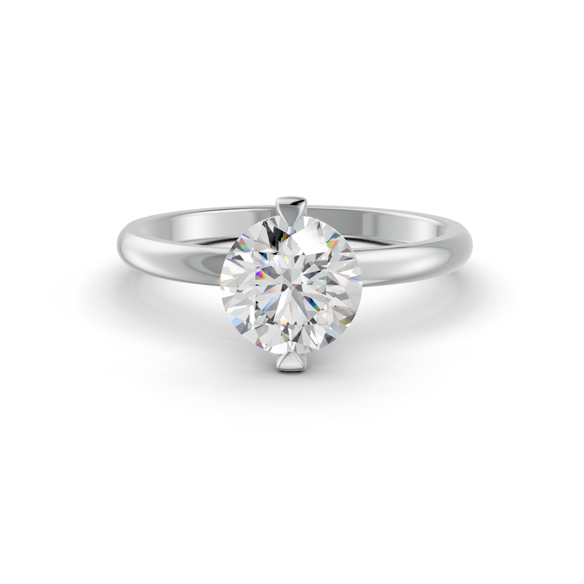 1-5 Ct Round Cut Real Moissanite 2 Prong Solitaire Ring 14K Yellow Gold Plated