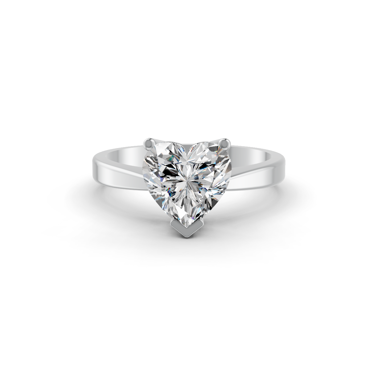 1-5 Ct Heart Cut Real Moissanite V Prong Solitaire Ring 14K Gold Plated
