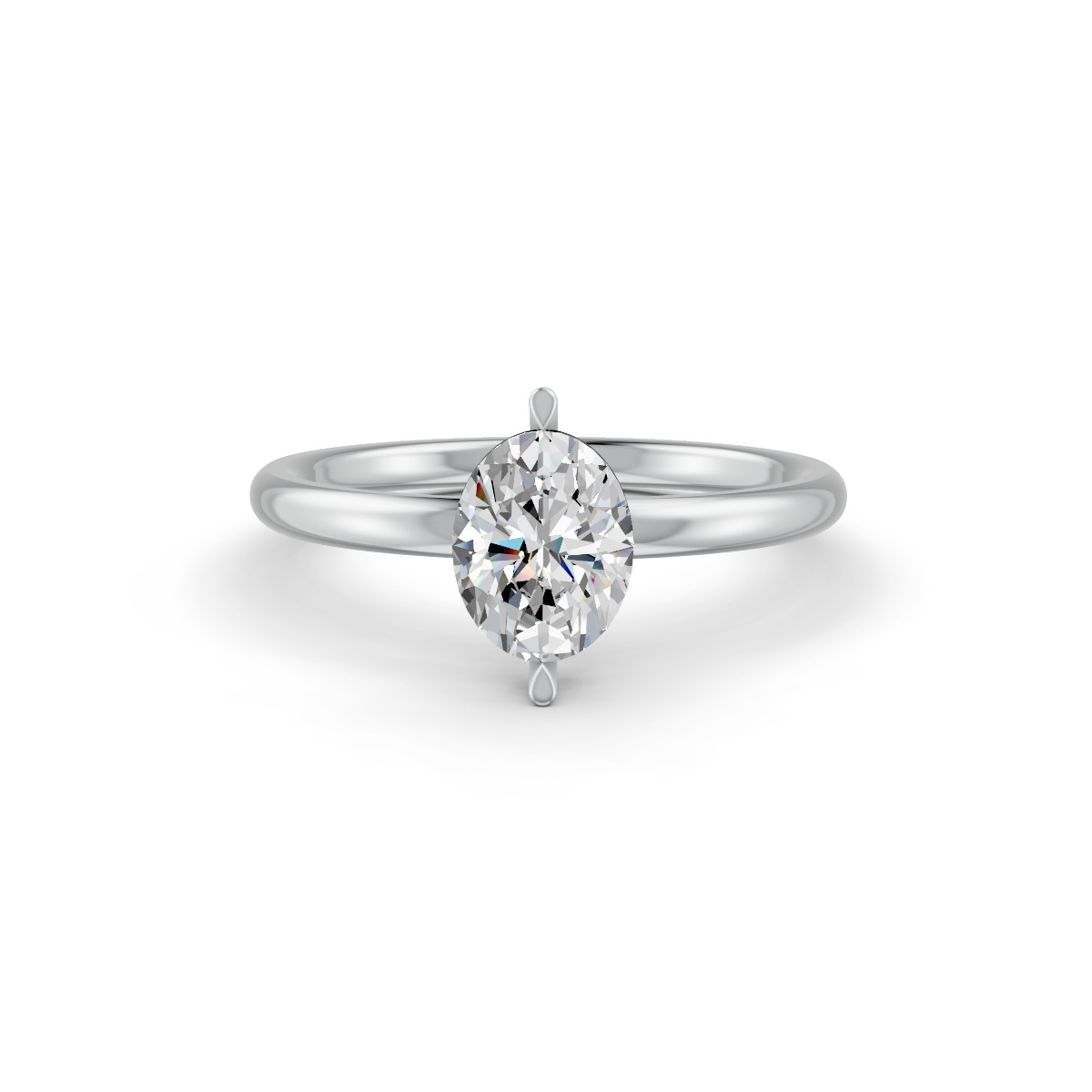 1-5 Ct Oval Cut Real Moissanite 2 Prong Solitaire Ring 14K Yellow Gold Plated