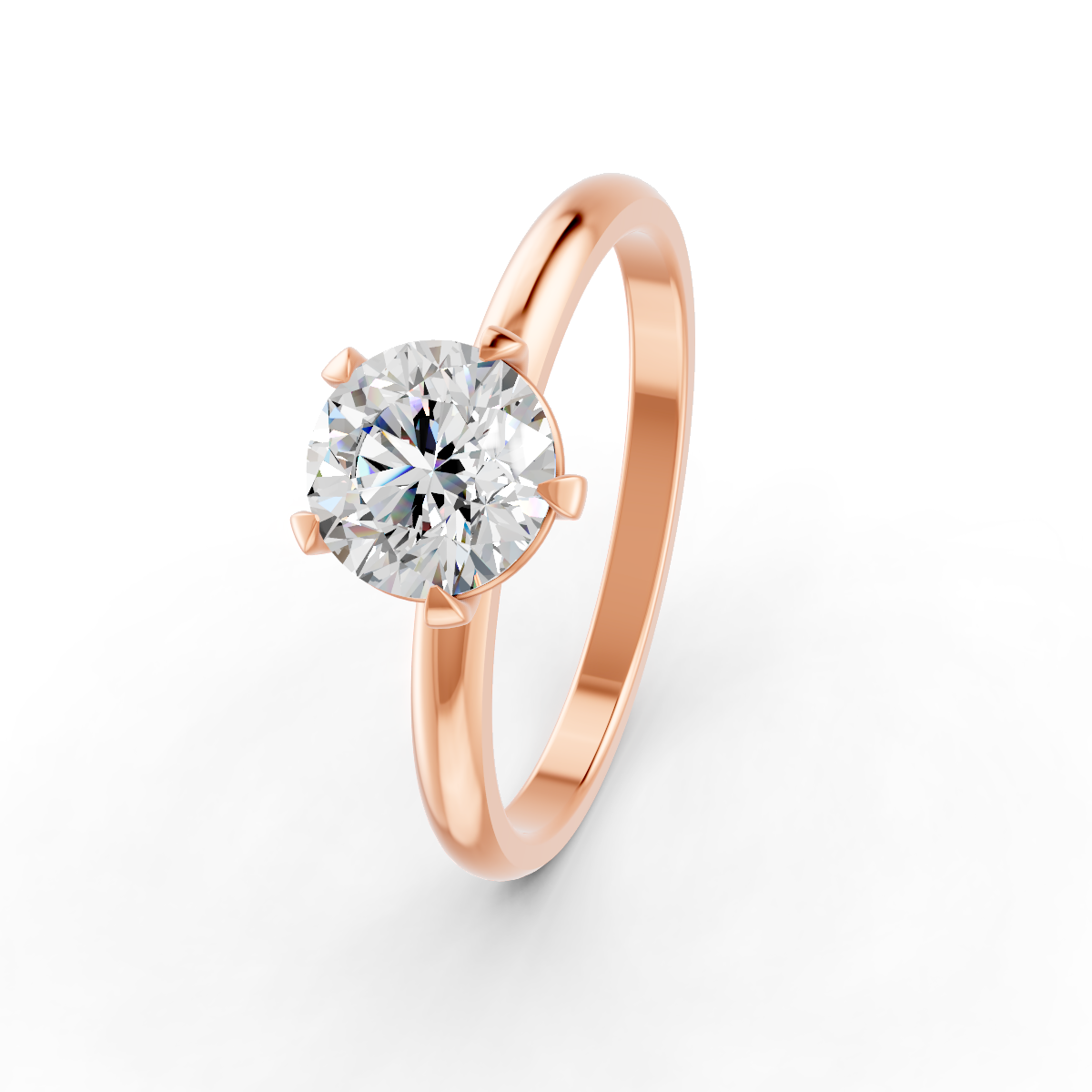 1-5 Ct Round Cut Real Moissanite 5 Prong Solitaire Ring 14K Yellow Gold Plated