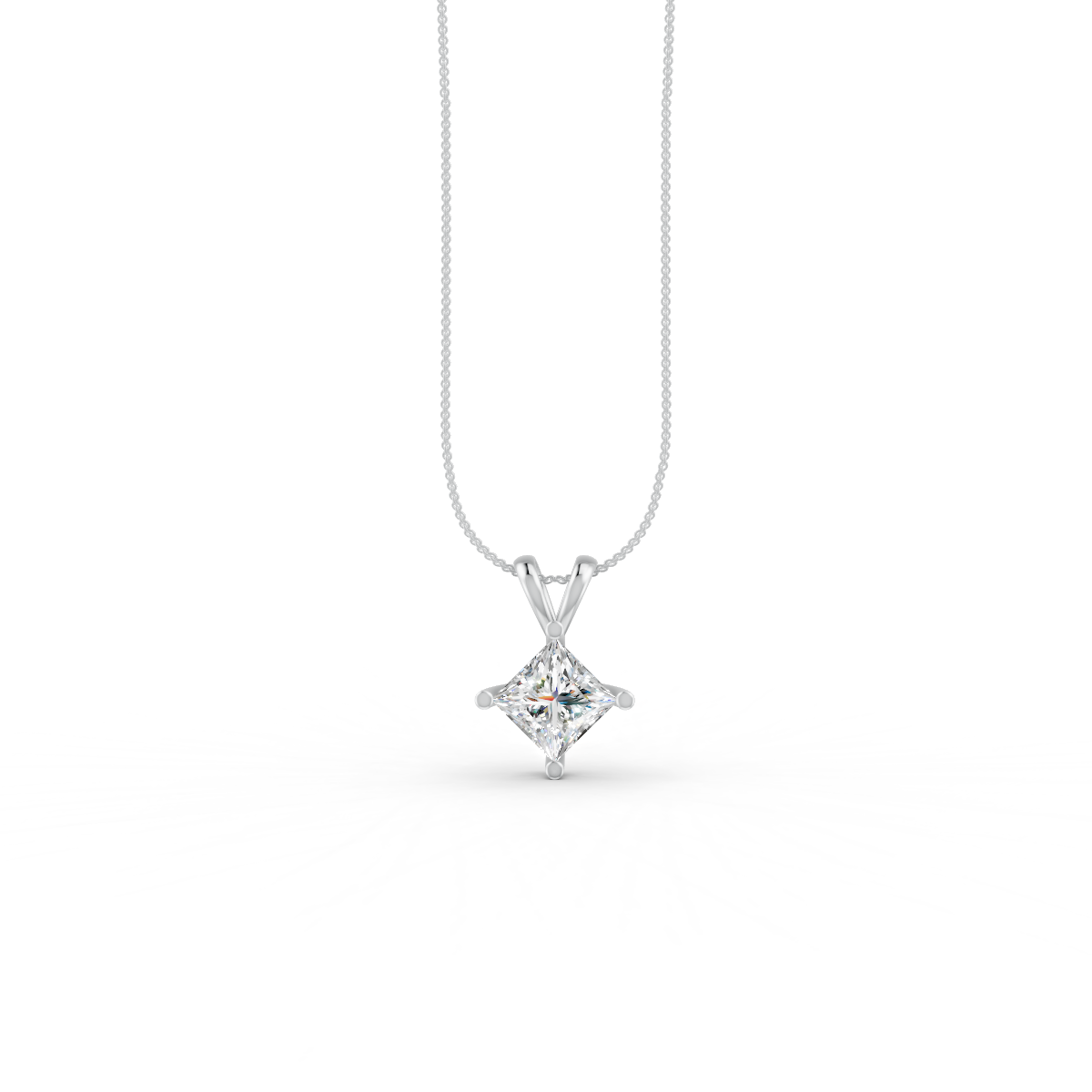 Princess Cut Moissanite Solitaire Pendant 14K Yellow Gold Plated