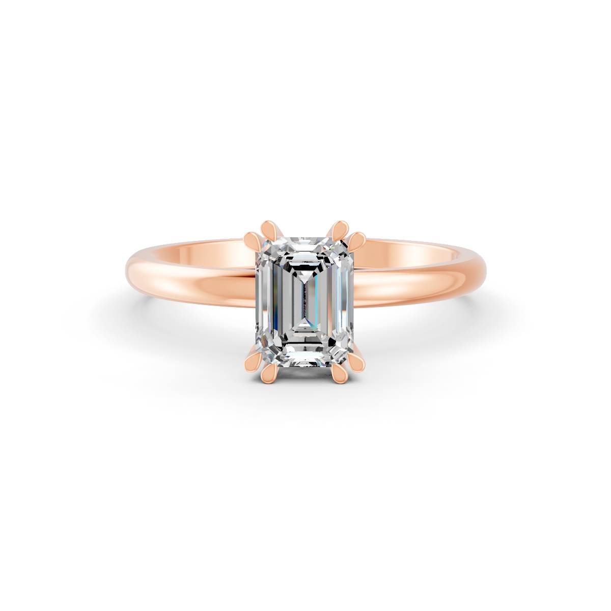 1-5 Ct Emerald Cut Real Moissanite Double Prong Solitaire Ring 14K Yellow Gold Plated