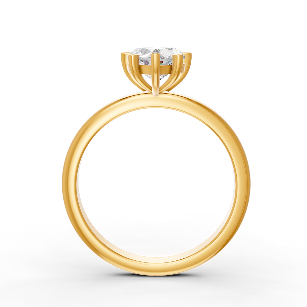 1-5 Ct Heart Cut Real Moissanite 5 Prong Solitaire Ring 14K Yellow Gold Plated