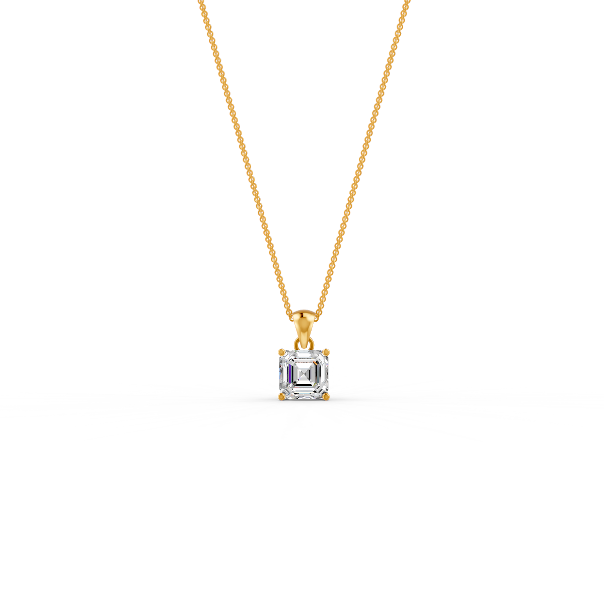 Asscher Cut GRA Certified Moissanite Solitaire Pendant in 14K Yellow Gold Plated