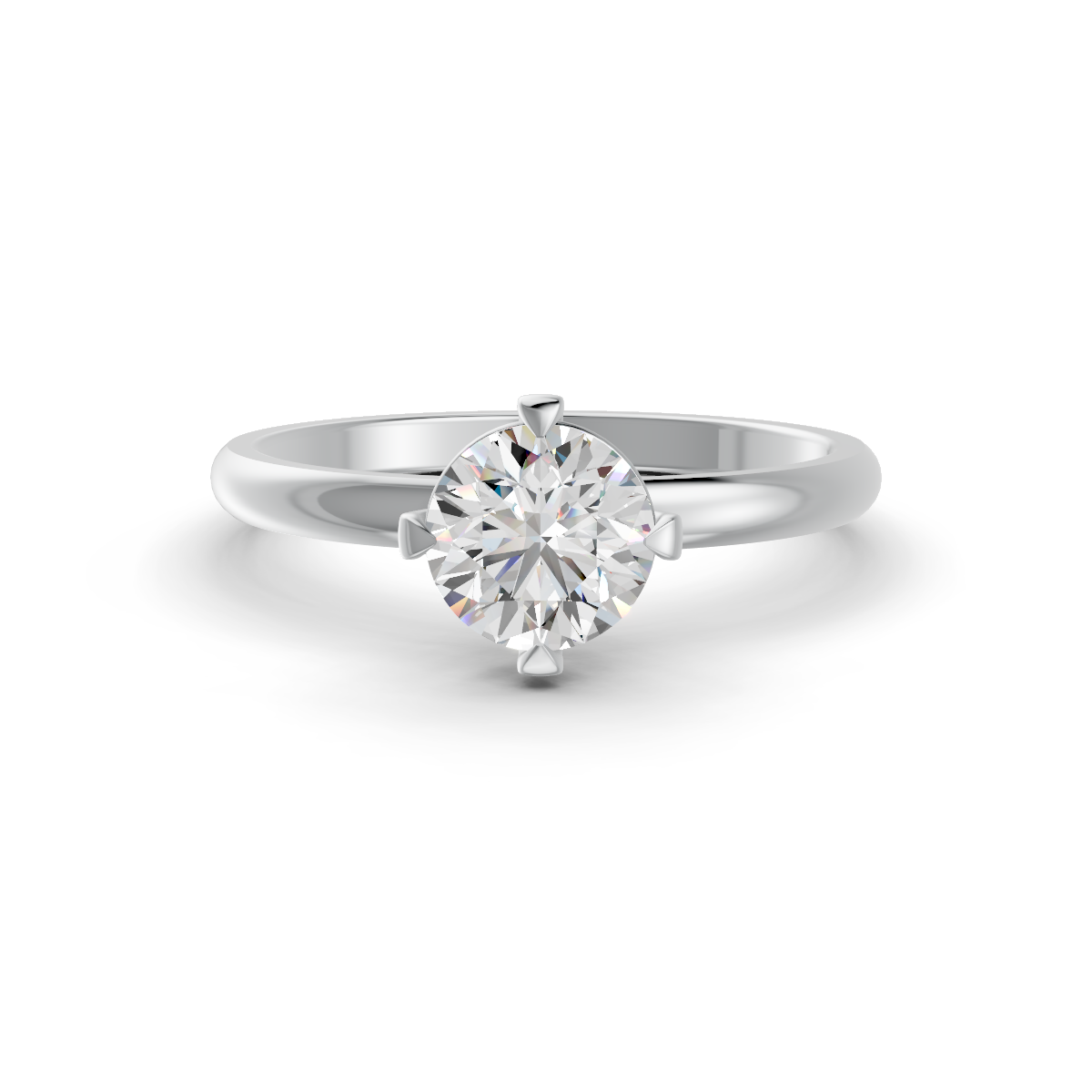 1-5 Ct Round Cut Real Moissanite 4 Prong Solitaire Ring 14K Yellow Gold Plated