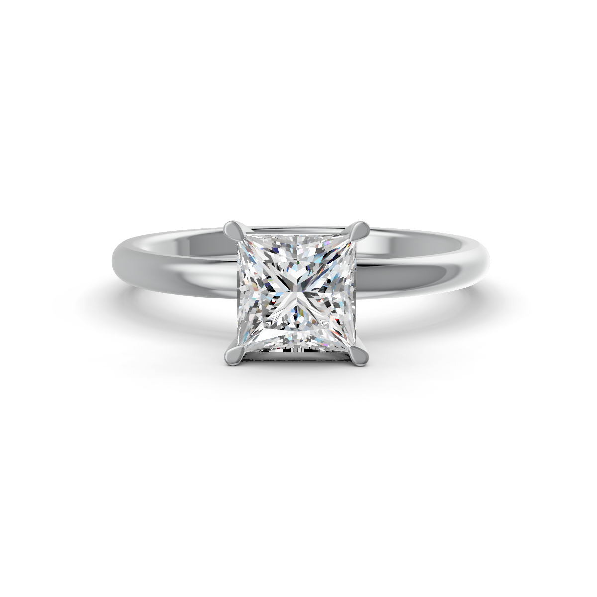 1-5 Ct Princess Cut Real Moissanite 4 Prong Solitaire Ring 14K Yellow Gold Plated