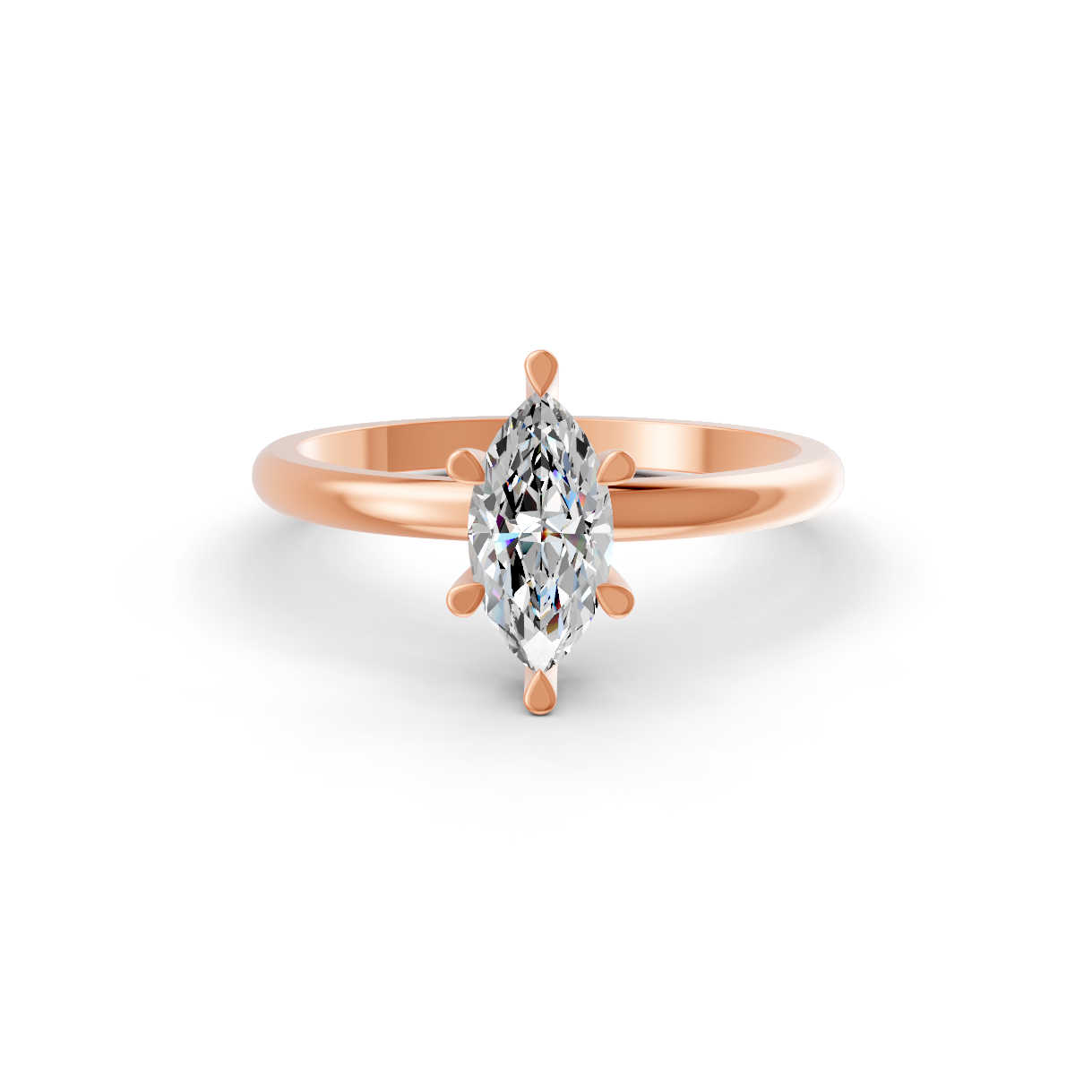 1-5 Ct Marquise Cut Real Moissanite 6 Prong Solitaire Ring 14K Yellow Gold Plated