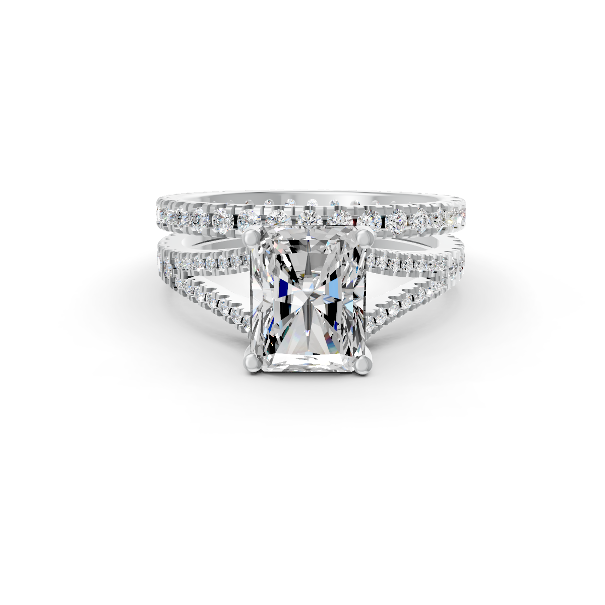 4Ct Radiant Cut Moissanite Bridal Engagement Ring 14K Yellow Gold Plated