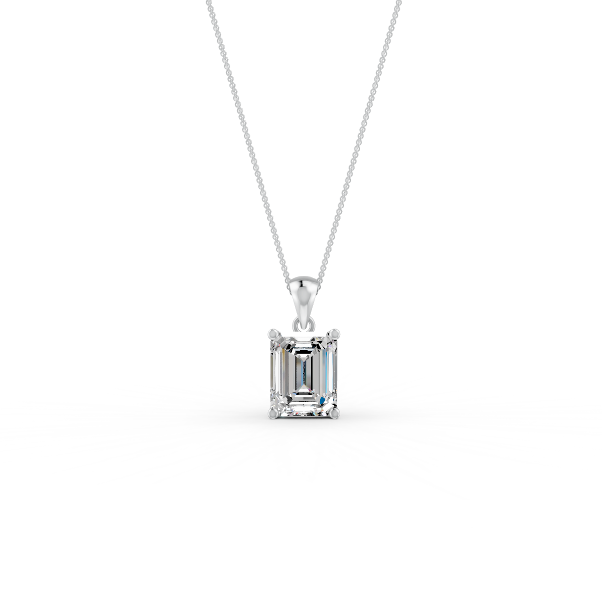 Emerald Cut Moissanite Solitaire Pendant 14K Gold Plated