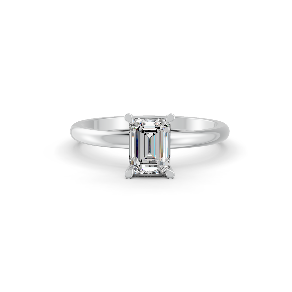1-5 Ct Emerald Cut Real Moissanite 4 Prong Solitaire Ring 14K Yellow Gold Plated