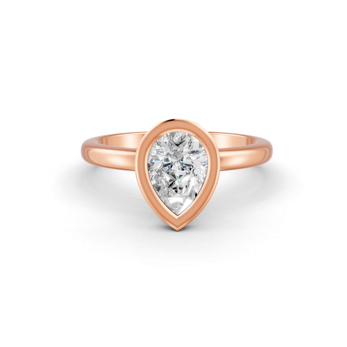 1-5 Ct Pear Cut Real Moissanite Bezel Set Solitaire Ring 14K Yellow Gold Plated