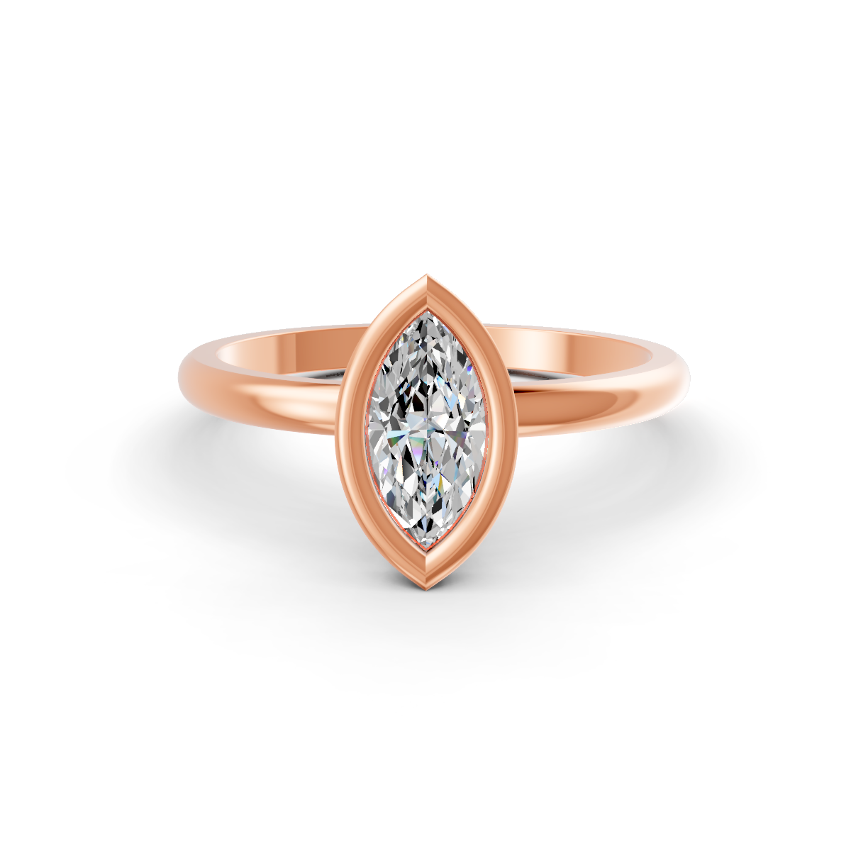 1-5 Ct Marquise Cut Real Moissanite Bezel Set Solitaire Ring 14K Yellow Gold Plated