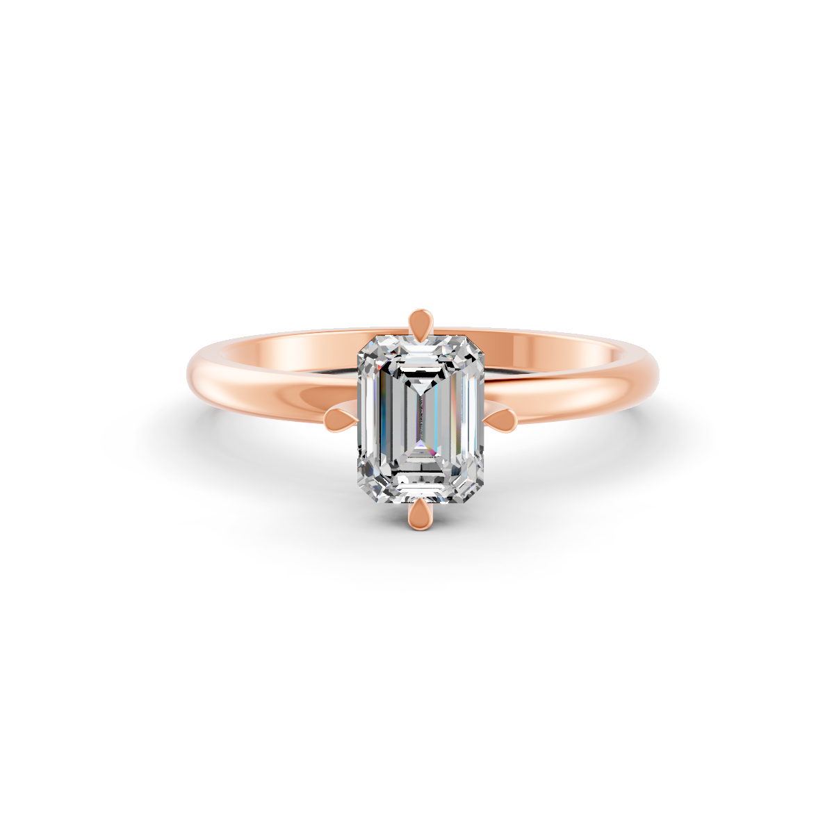 1-5 Ct Emerald Cut Real Moissanite 4 Prong Solitaire Ring 14K Yellow Gold Plated