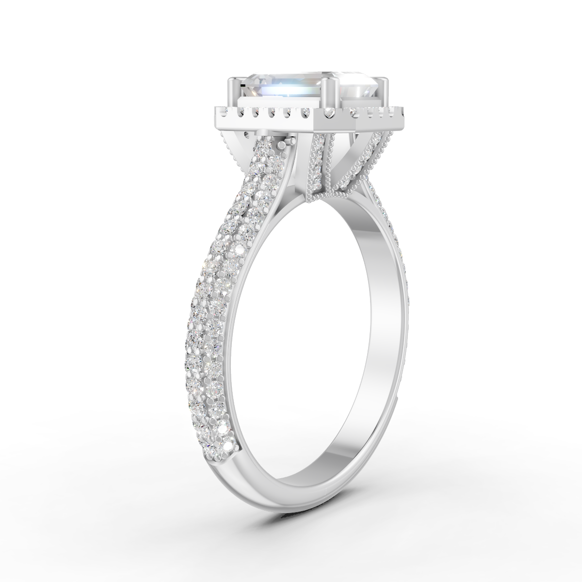 2.34 Ct Radiant Cut Certified Moissanite Engagement Ring 14K Yellow Gold Plated