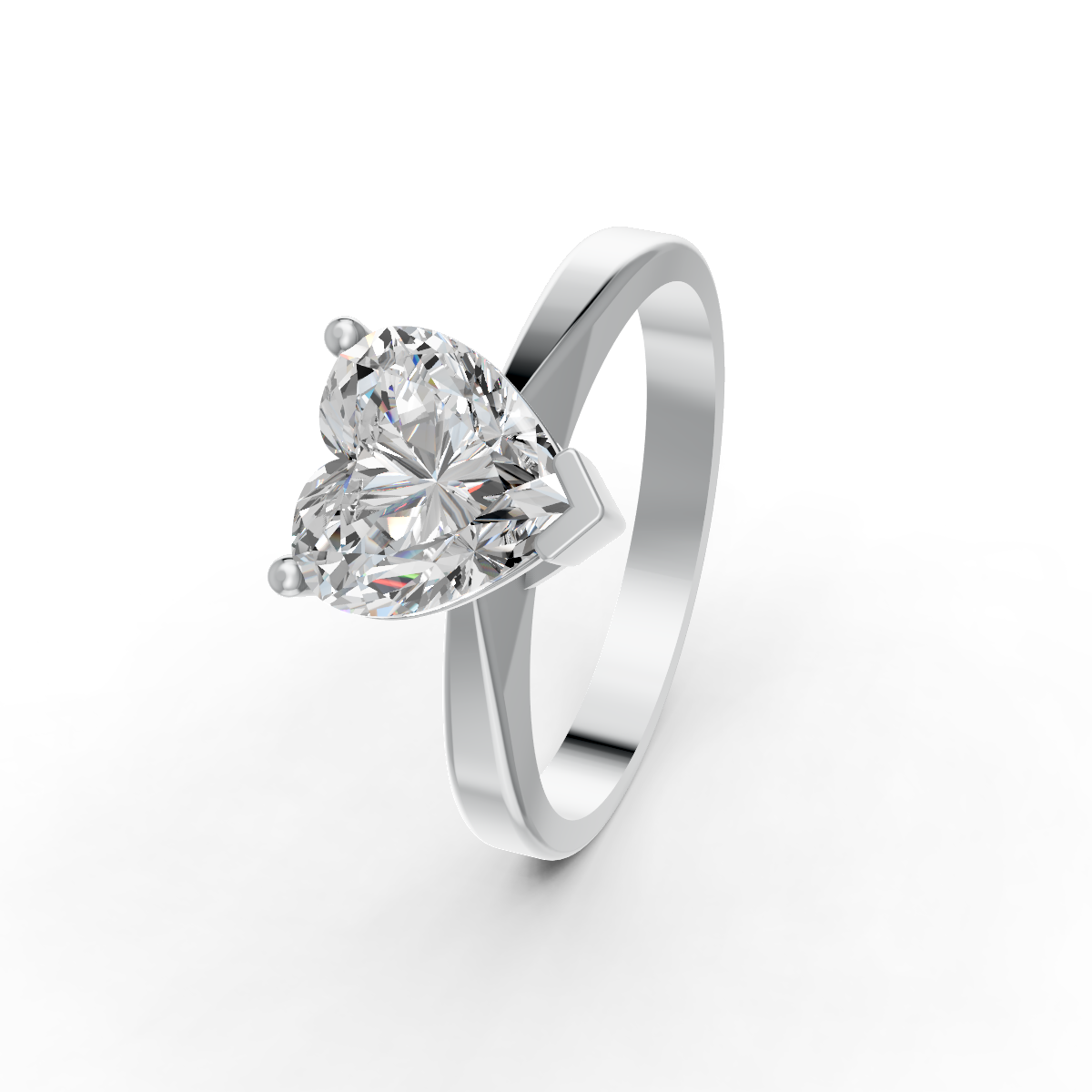 1-5 Ct Heart Cut Real Moissanite V Prong Solitaire Ring 14K Gold Plated