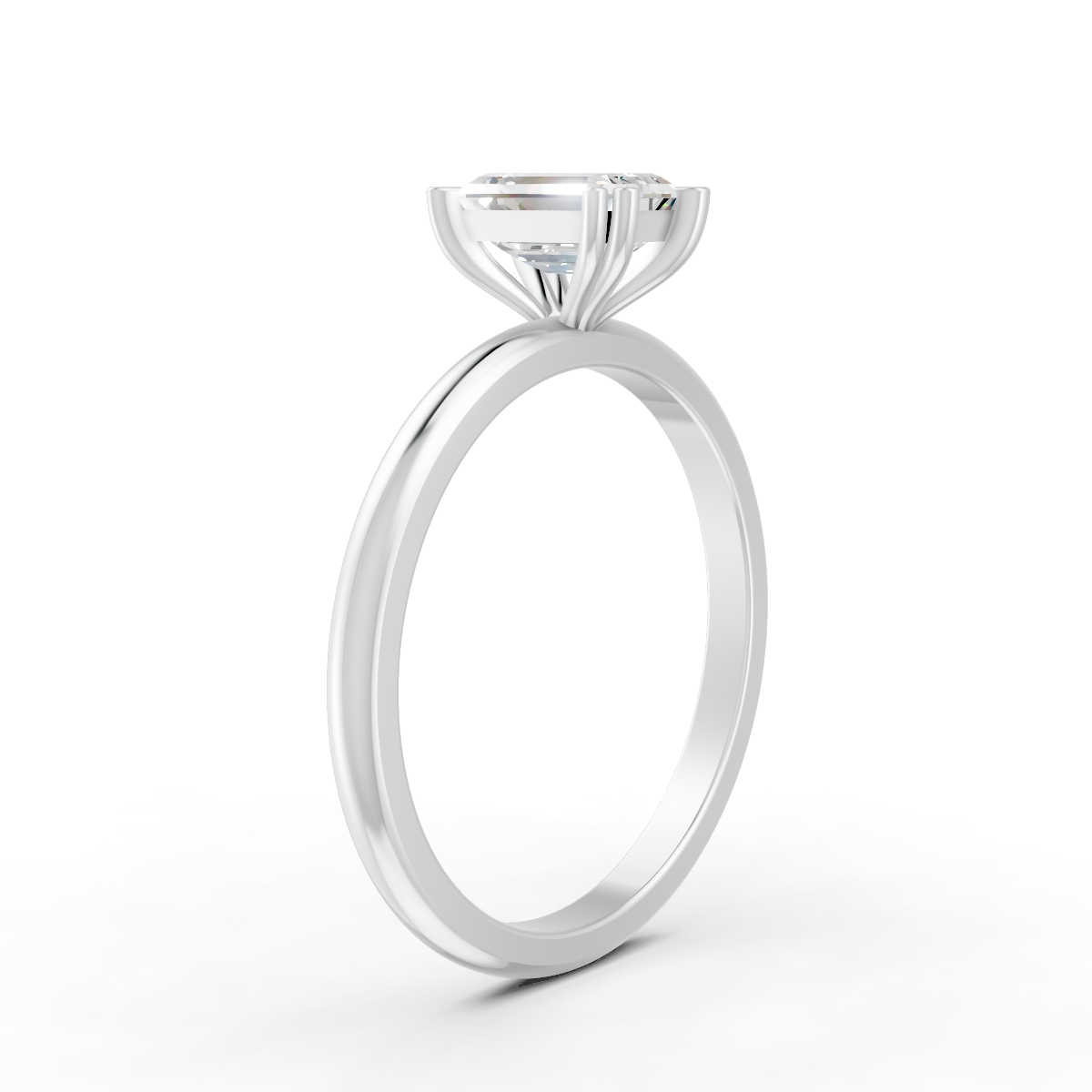 1-5 Ct Emerald Cut Real Moissanite Double Prong Solitaire Ring 14K Yellow Gold Plated