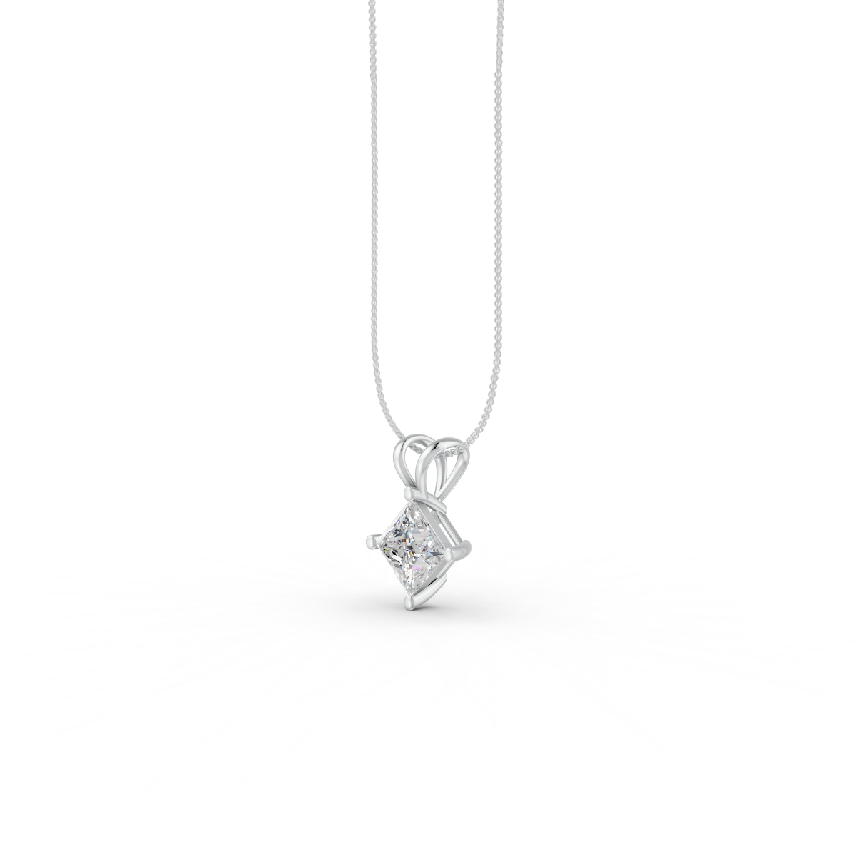 Princess Cut Moissanite Solitaire Pendant 14K Yellow Gold Plated