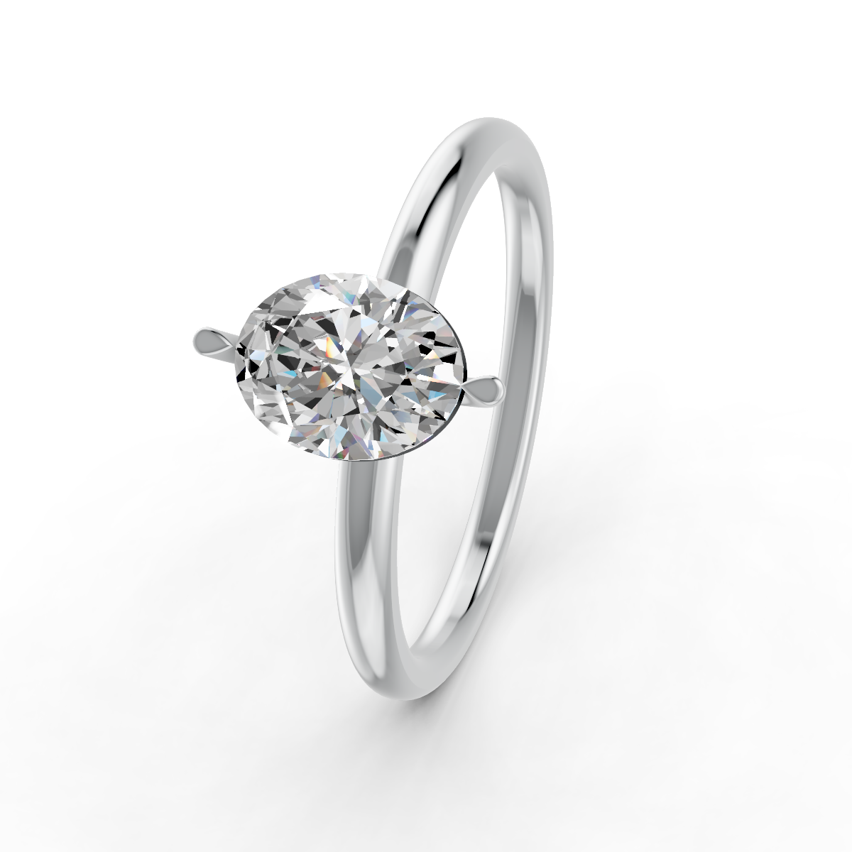 1-5 Ct Oval Cut Real Moissanite 2 Prong Solitaire Ring 14K Yellow Gold Plated