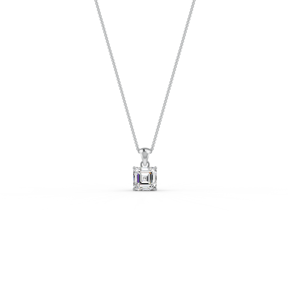 Asscher Cut GRA Certified Moissanite Solitaire Pendant in 14K Yellow Gold Plated