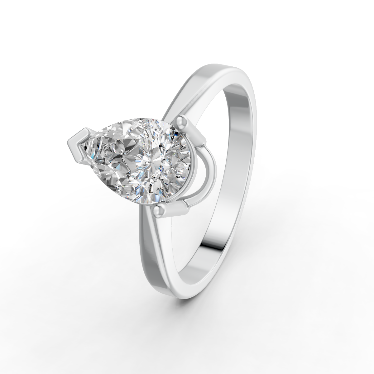 1-5 Ct Pear Cut Real Moissanite 3 Prong Solitaire Ring 14K Yellow Gold Plated