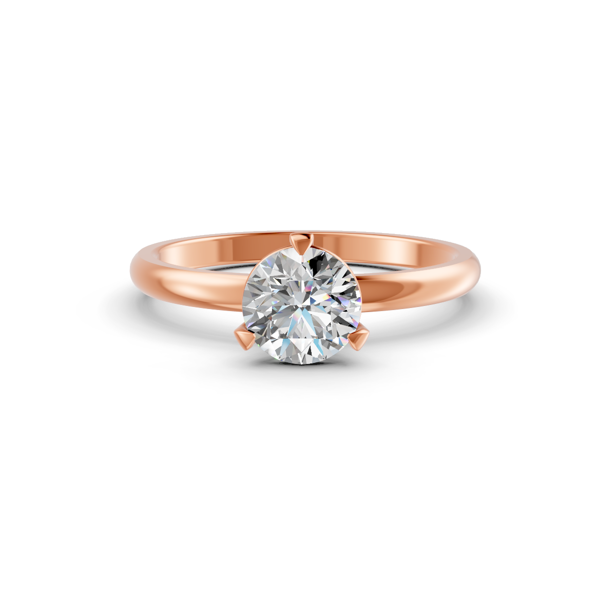1-5 Ct Round Cut Real Moissanite 3 Prong Solitaire Ring 14K Yellow Gold Plated