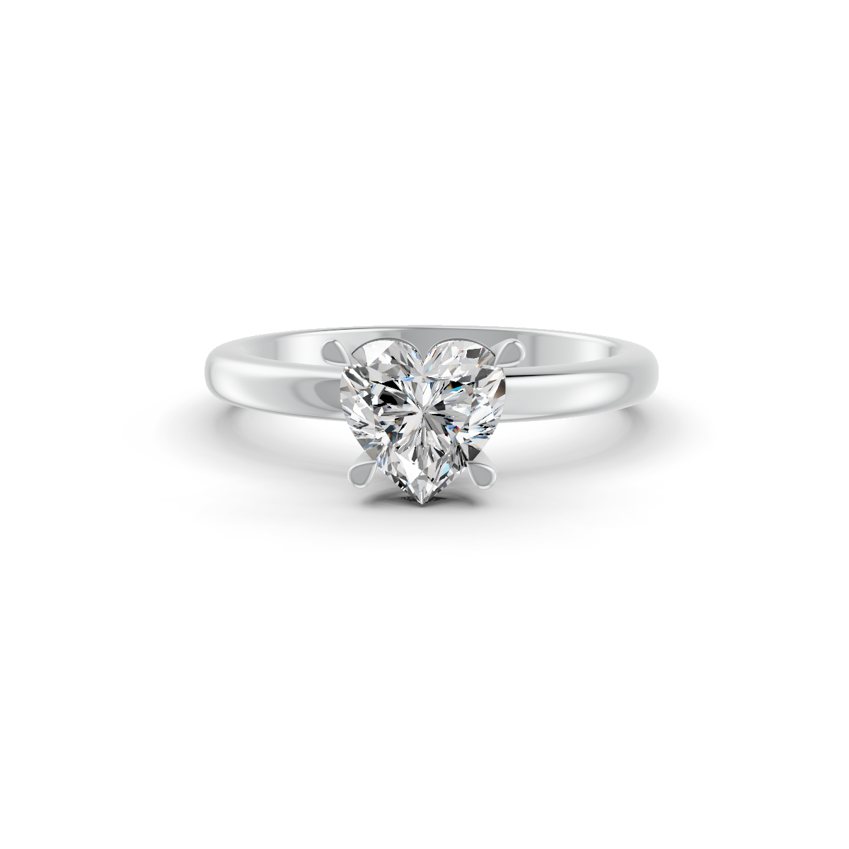1-5 Ct Heart Cut Real Moissanite 4 Prong Solitaire Ring 14K Yellow Gold Plated