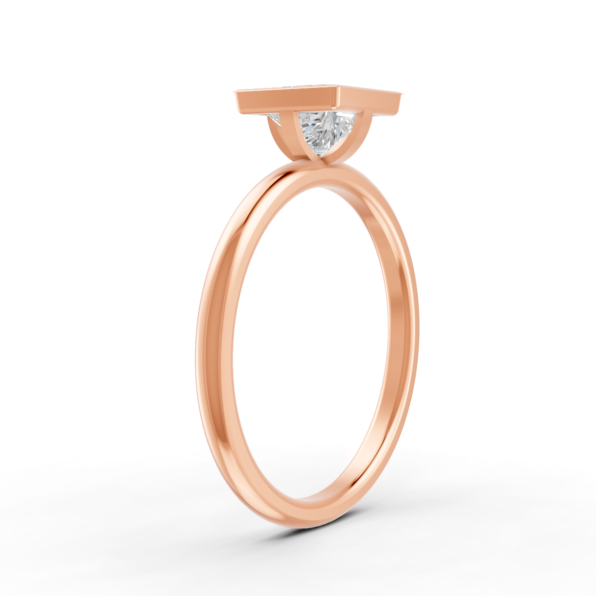 1-5 Ct Princess Cut Real Moissanite Bezel Set Solitaire Ring 14K Yellow Gold Plated