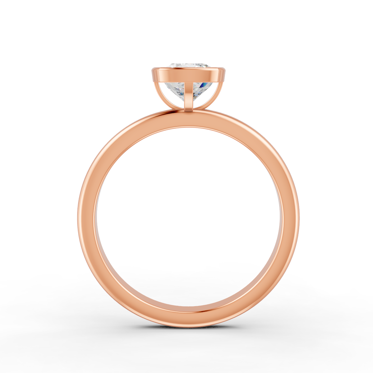1-5 Ct Cushion Cut Real Moissanite Bezel Set Solitaire Ring 14K Yellow Gold Plated
