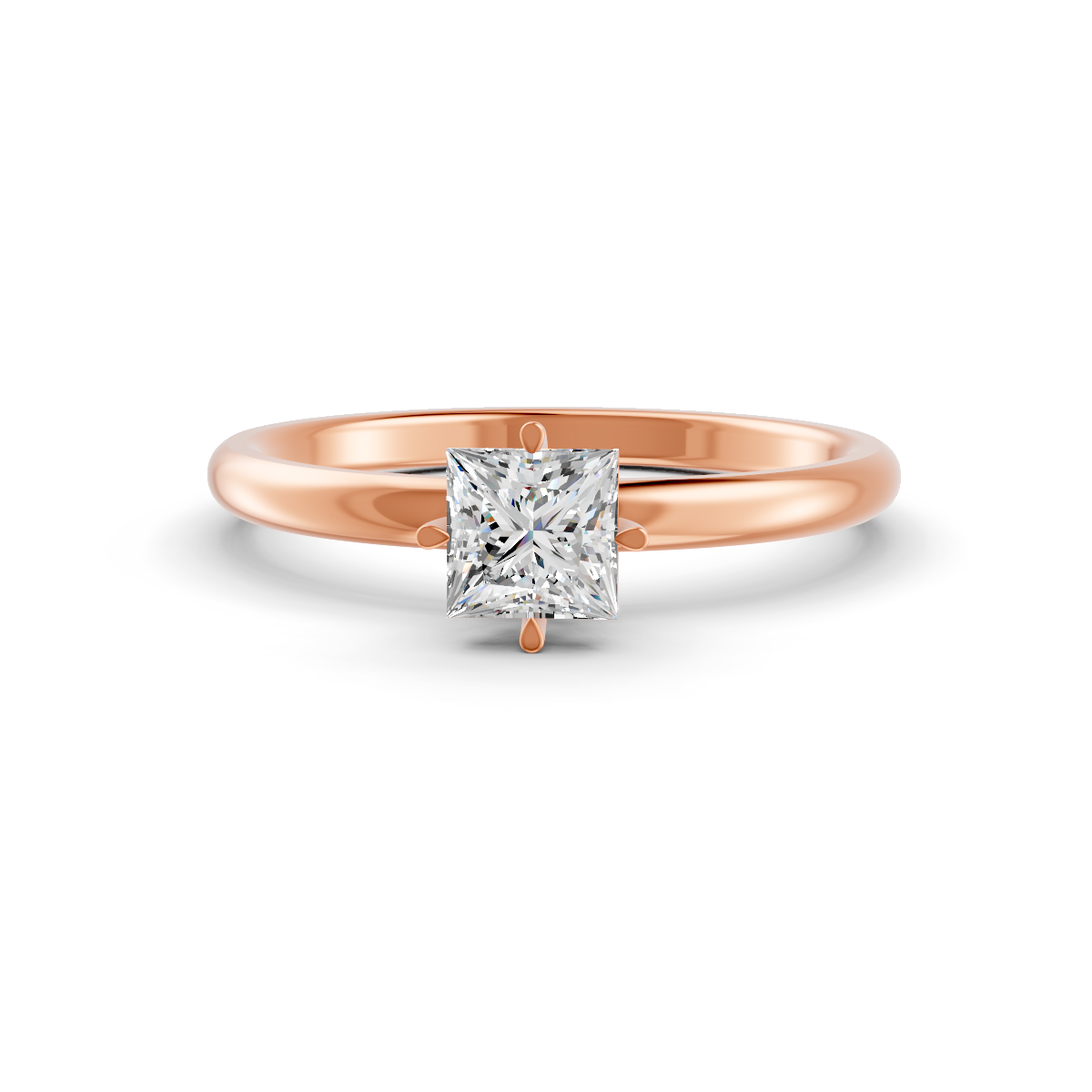 1-5 Ct Princess Cut Real Moissanite Claw Prong Solitaire Ring 14K Yellow Gold Plated