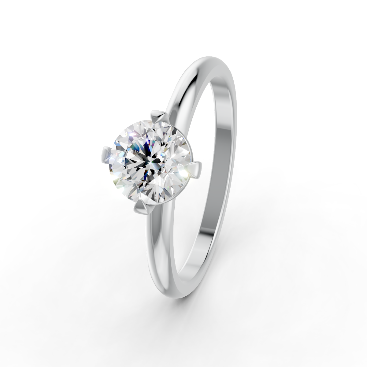 1-5 Ct Round Cut Real Moissanite 4 Prong Solitaire Ring 14K Yellow Gold Plated